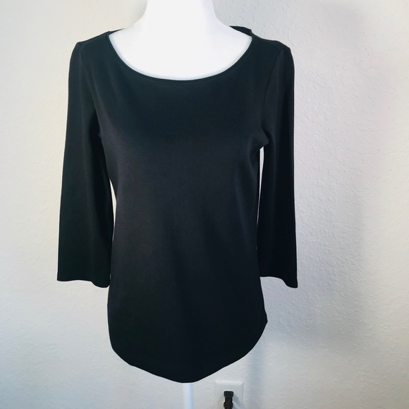 Eileen Fisher Black 3/4 sleeve shirt - Picture 2 of 7
